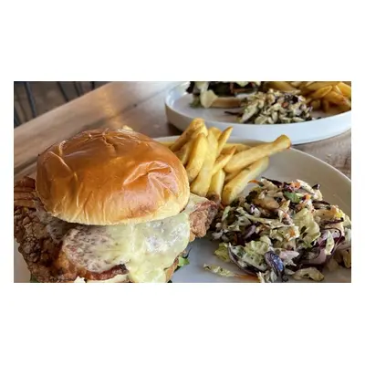 Four People, Burger and Fries with Glass of Wine Pint of Beer or Milkshake