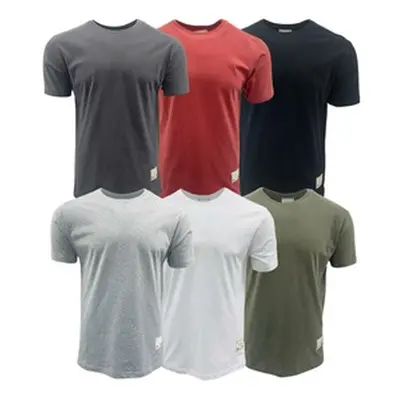 Men'sTwo Pack Crew-Neck Cotton T-Shirts, Charcoal-Rust,Size M