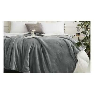 Soft Sherpa Blanket, Silver,Double (150cm x 200cm)