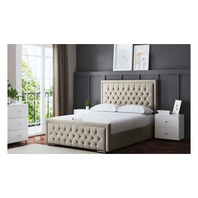 Allegra Upholstered Bed Chesterfield Design, Black,Small Double,with Mattress