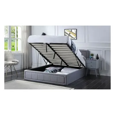 Ottoman Storage Bed Frame, Grey,King,With Mattress