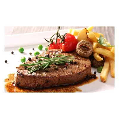 Sirloin Steak Hand-Cut Chips Grilled Tomato Mushrooms & Wine for Two