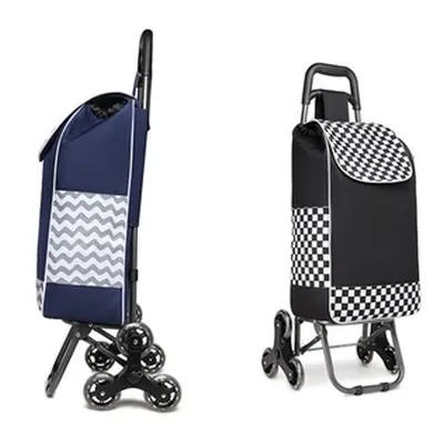 Kono Six-Wheel Push Shopping Trolley, Navy