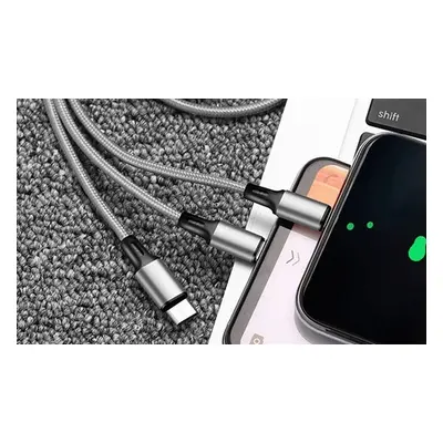 Nylon Three-in-one Charging Cable, Black