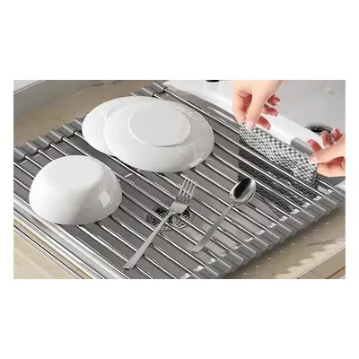 One or Two Expandable Roll Up Dish Drying Rack, Grey,Two