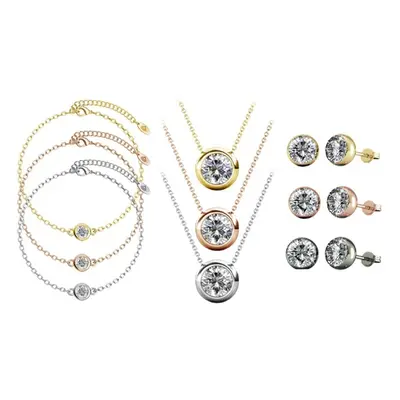 Clear Crystal Jewellery Collection, Silver,Bracelet Necklace and Earrings set