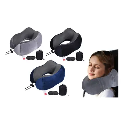 Travel Neck Pillow with Eyemask and Earplugs,Black