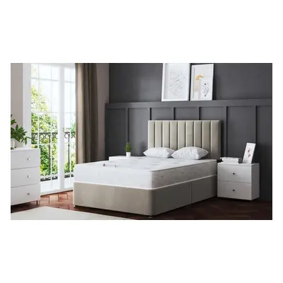 Amelia Upholstered Panel Divan Bed,Steel,Super King,With Mattress