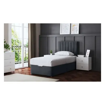 Amelia Panel Divan Bed with Two Drawers with an Optional Mattress, Black,Single,Without Mattress