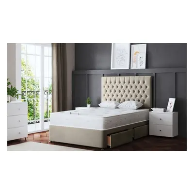 Seraphine Chesterfield Divan Bed with Four Drawers, Silver,Small Double,Without Mattress