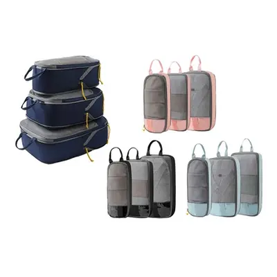 Three-Piece Travel Compression Packing Storage Bag Set, Dark Blue