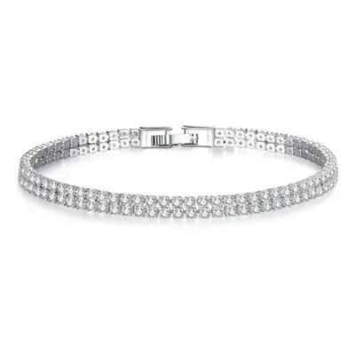 3Ct Twin-Row Clear Lab-Created-Sapphire Bracelet