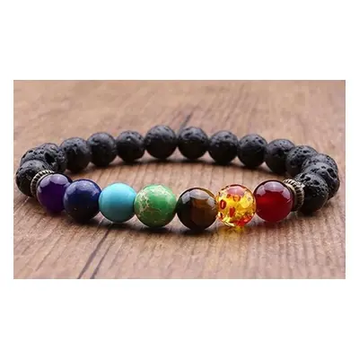 Lava Stone Chakra Bracelet, Two