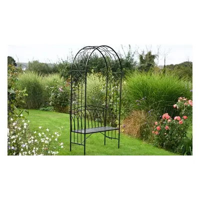 Victorian Design Wrought Iron Garden Arch with Bench