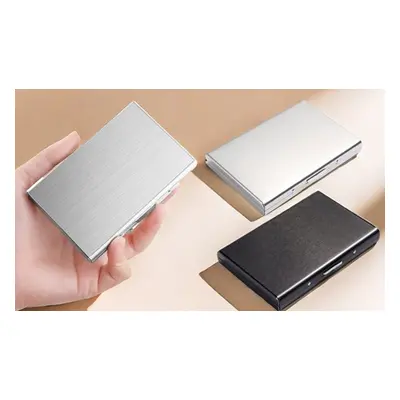 Compact Design Anti-Theft Brush Metal Card Holder, Silver