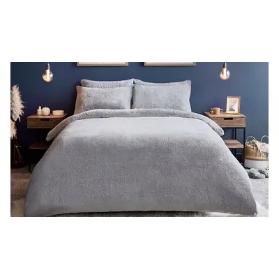 Silentnight Cosy Teddy Fleece Duvet Set, Double,Charcoal