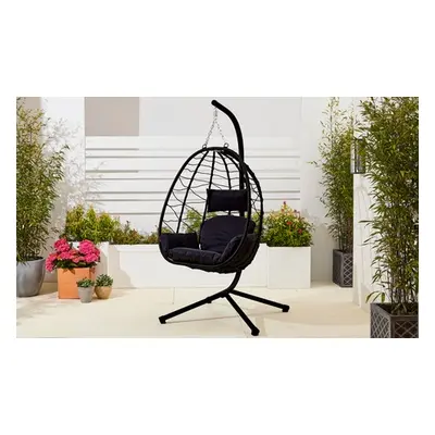 Neo Egg Foldable Swing Hanging Chair With Cushions, ,Black