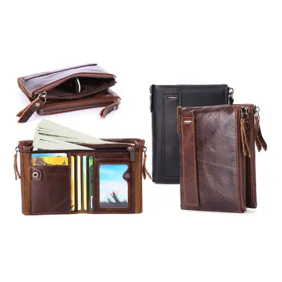 Anti-RFID Leather Wallet, Brown,Two