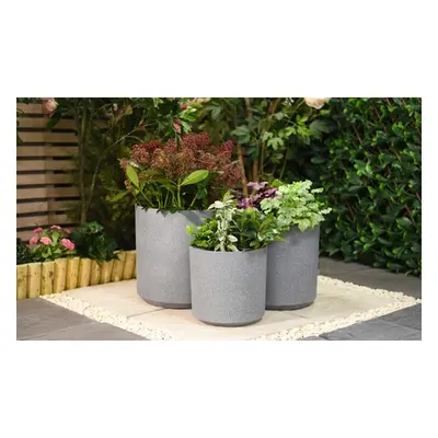 Grey Cylindrical-Shaped Planters, One,Small