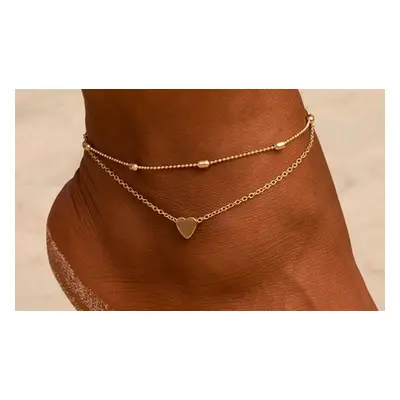 Double Chain Ankle Bracelet, Two,Gold and Silver