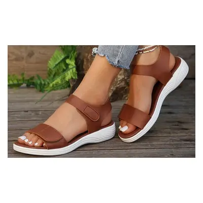 Women'sOpen Toe Casual Wedge Sandals,Brown,UK4