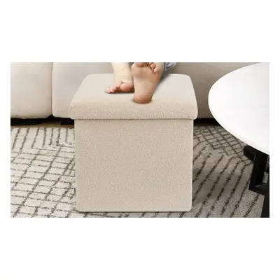 Teddy Boucle Storage Ottoman or Foldable Cube Footstool,Cream, Ottoman