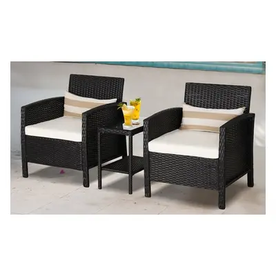 Outsunny Rattan-Effect Bistro Furniture Set, Light Grey