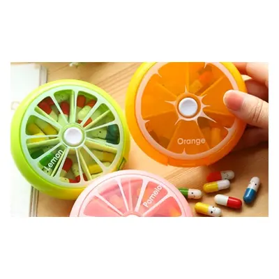 Citrus Pill Boxes with Distribution Button, Green Lemon,One