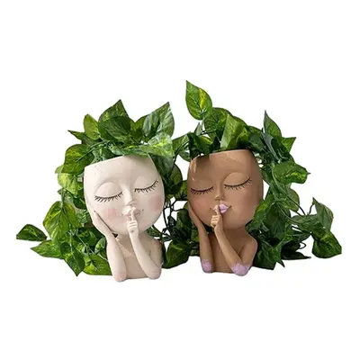 Face-Design Planters,One of Each,Two