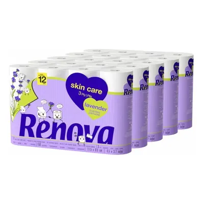 60 Rolls of Renova Lavender 3ply Toilet Rolls