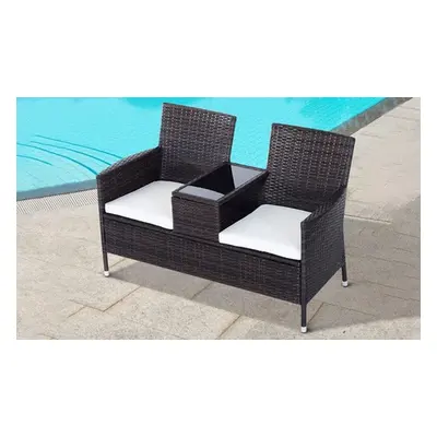 Outsunny Two-Seater Rattan-Effect Chair with Middle Table