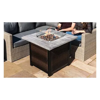 Teamson Home Garden Rattan Gas Fire Pit Table Outdoor Heater