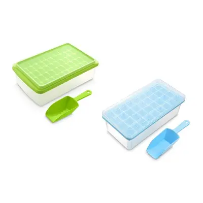 Four-in-One Stackable Ice Cube Tray with Cover and Scoop,Green