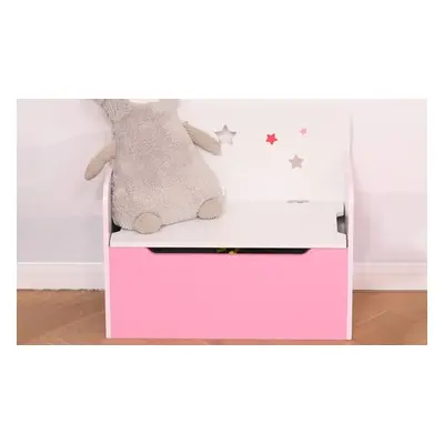 HomCom Wooden Toy Chest Bench, Pink