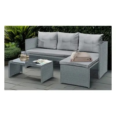 Florence 3-Seater L-Shaped Garden Corner Sofa Set with Table, Beige