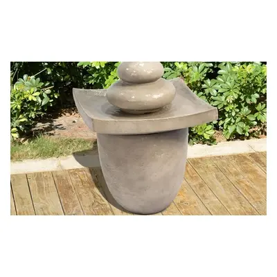 Outdoor Zen stones 2-Tier Fountain with LED Light