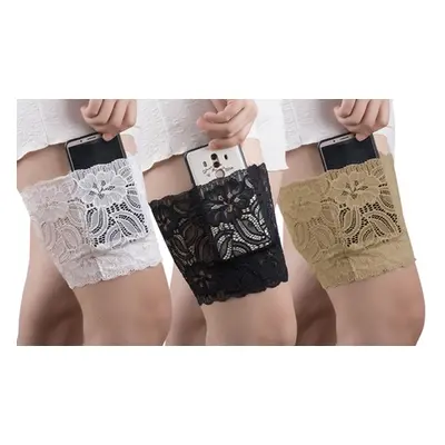 Aquarius Flo Stash Lace Thigh Band,Beige colour in Small