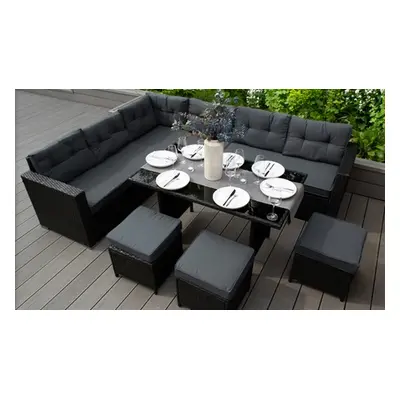 Rattan Effect Nine seater Sofa, Grey