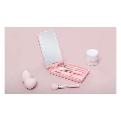 LED Makeup Mirror with Lights,White ,with 5-Piece Makeup Brush Set