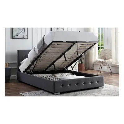 Dark Grey Ottoman Storage Bed with Optional Pocket Sprung Mattress, King,Without Mattress