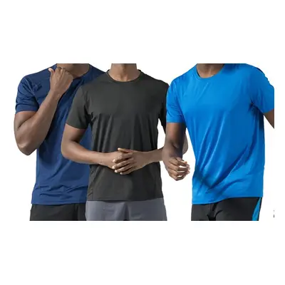 Blu Apparel Men'sDry Fit Moisture Wicking Activewear T-Shirts,Navy,Large