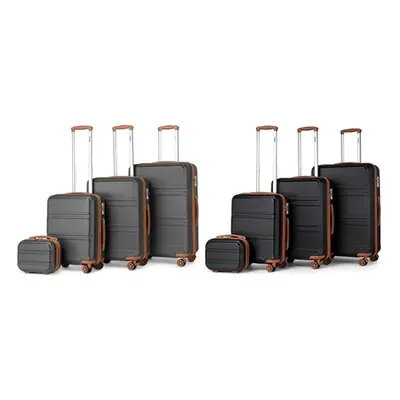 Hard Shell ABS Suitcases, 24 Inch,Black and Brown,One