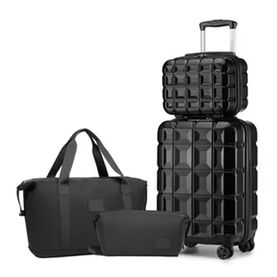 ABS Suitcase Set with TSA Lock, 12-20 24 28 inch Suitcase and Travel Bag Set,,Three (Each One)