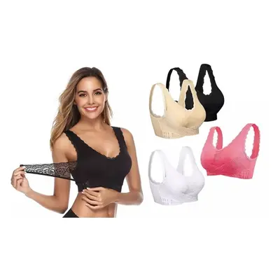 Front-Cross Push-Up Bra, Black White and Pink,3XL-4XL