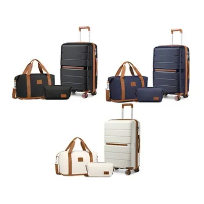 One or Three Suitcase Set and Travel Bag, Three (20+24+28 inch) Navy suitcases + Black and Brown