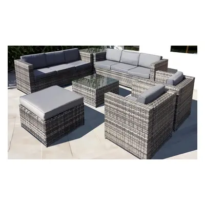 Oseasons® Malta Rattan 9 Seat U-Shape Set in Walnut Grey