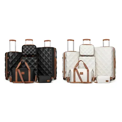 Suitcase & Travel Bag Set, Cabin Suitcase with Travel Bag,Black and Brown