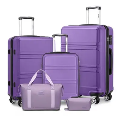 Travel Suitcase Set, 24 inch Suitcase and EA2212 Travel Bag Set Purple,One