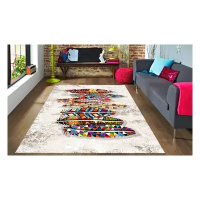 Vintage Style Stain-Resistant Rugs, Feather Design,Multi colour,80cm x 150cm