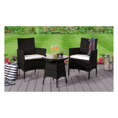 Rattan-Effect Marrakech Two Seater Bistro Set,Black,With Cover